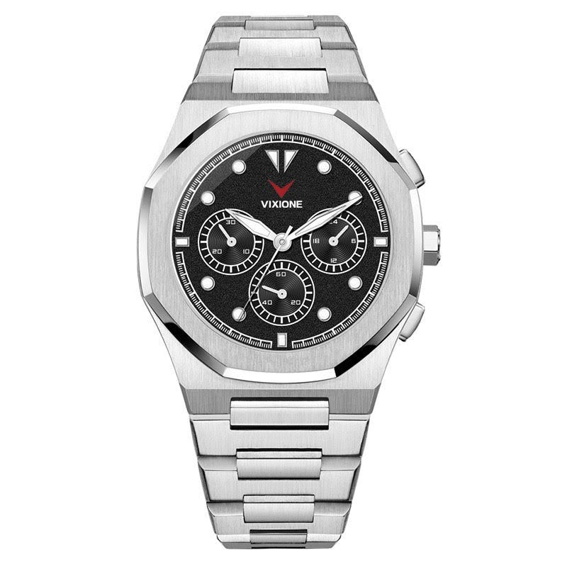 V WATCH SILVER BLACK FACE